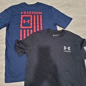 Two Under Armour Men's Size Small T shirts, same design, different colors!